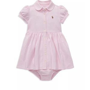 Girls' Striped Oxford Dress & Bloomers Set - Baby